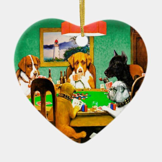 Dogs Playing Poker Keramik Ornament (Vorne)