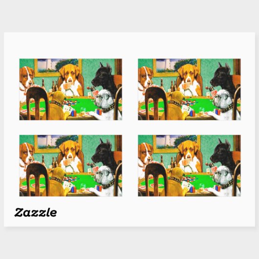 Dogs Playing Poker Rechteckiger Aufkleber (Blatt)