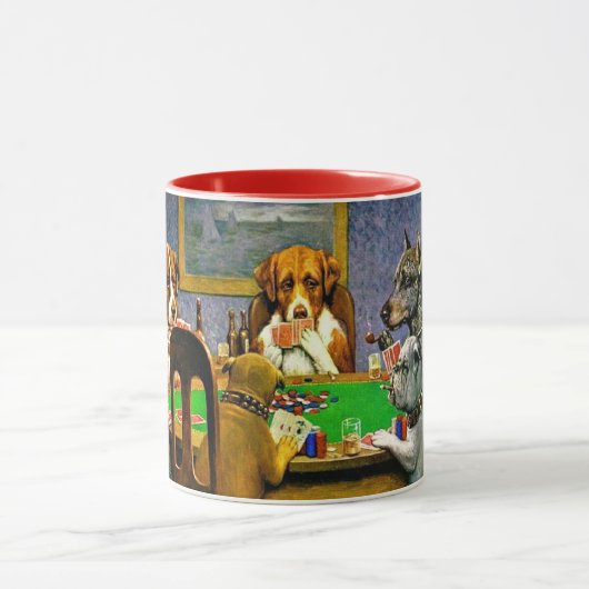 Dogs Playing Poker Tasse (Zentrum)