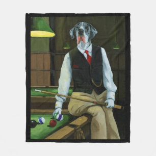 Dogs Playing Pool - Deutsche Dogge Fleecedecke