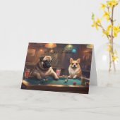 Dogs playing pool Happy Birthday from the team Karte (Gelbe Blume)