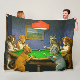 Dogs Playing Snooker Billiards Fun Spoof Fleecedecke