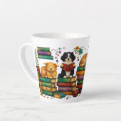 Dogs Reading Books Cozy Library Scene Milchtasse (Linke Ecke)