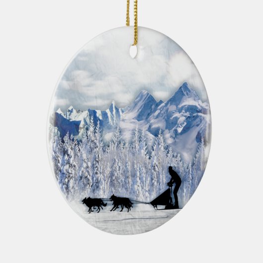 Dogsledding Keramik Ornament (Rechts)
