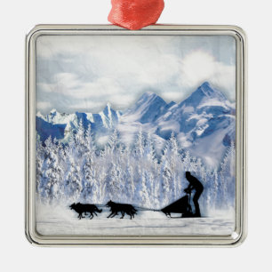 Dogsledding Ornament Aus Metall