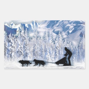 Dogsleding Rechteckiger Aufkleber