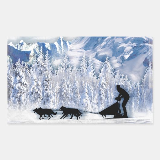 Dogsleding Rechteckiger Aufkleber (Vorderseite)