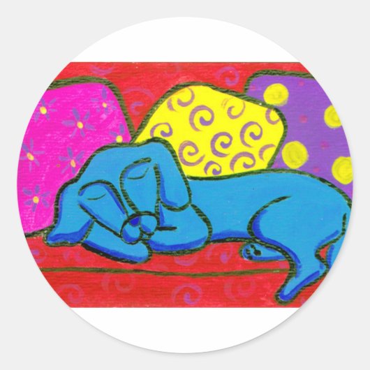 DogTired Runder Aufkleber (Vorderseite)