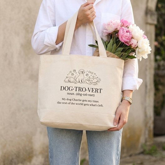 Dogtrovert Cute Funny Text Dog Introverts Tote Bag Jumbo Stoffbeutel