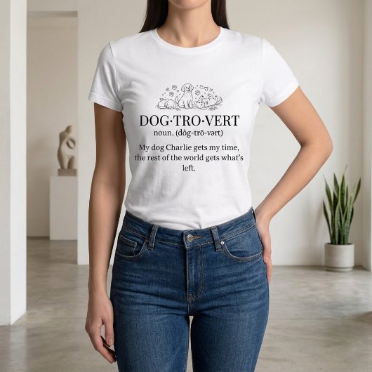 Dogtrovert Funny Text Personalized Dog Mom Tri-Blend Shirt