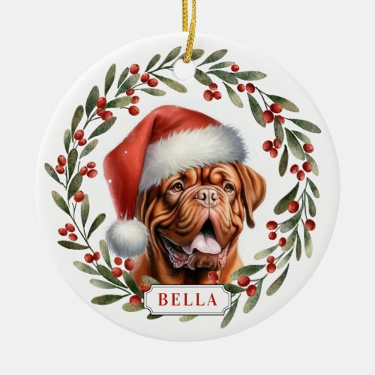 Dogue de Bordeaux Ceramic Circle Ornament (Vorne)
