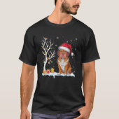 Dogue De Bordeaux Dog Santa Hat Festive Tree Light T-Shirt (Vorderseite)