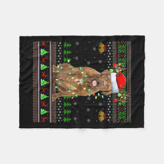 Dogue De Bordeaux Dog Ugly Christmas Sweaters Holi Fleecedecke (Vorderseite (Horizontal))