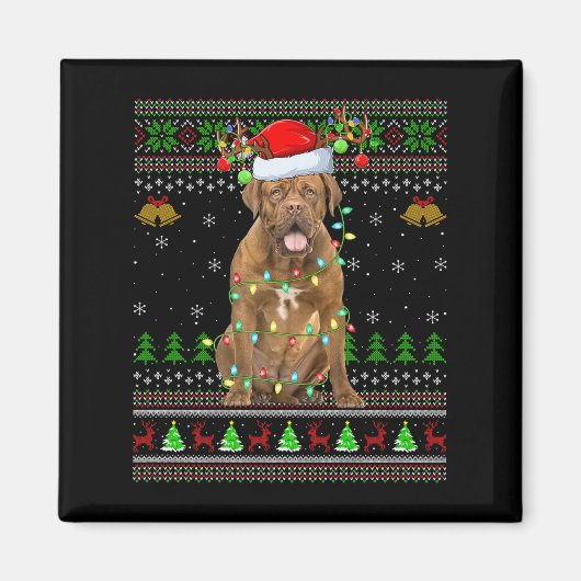 Dogue De Bordeaux Dog Ugly Christmas Sweaters Holi Magnet (Vorne)