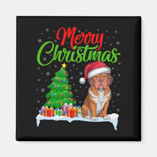 Dogue De Bordeaux Dog Weihnachtsbaum Lichter Xmas Magnet (Vorne)