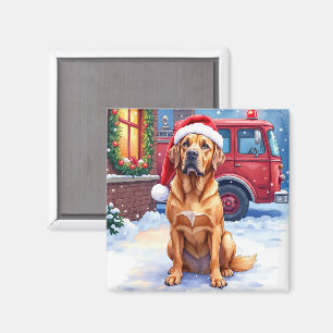 Dogue de Bordeaux Feuerwehrstation Santa Hut Magnet