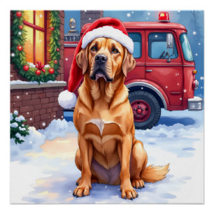 Dogue de Bordeaux Feuerwehrstation Santa Hut Poster