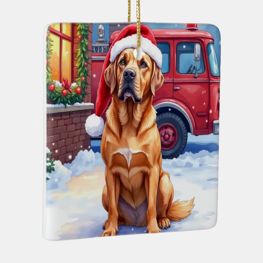 Dogue de Bordeaux Firefighter Station Santa Hat Keramikornament (Rechts)