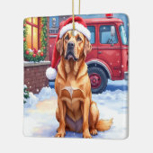 Dogue de Bordeaux Firefighter Station Santa Hat Keramikornament (Links)