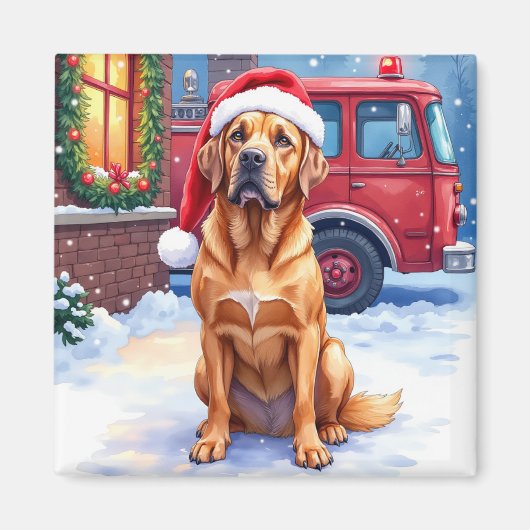 Dogue de Bordeaux Firefighter Station Santa Hat Magnet (Vorne)