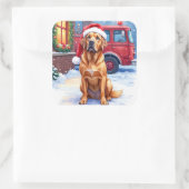 Dogue de Bordeaux Firefighter Station Santa Hat Quadratischer Aufkleber (Tasche)