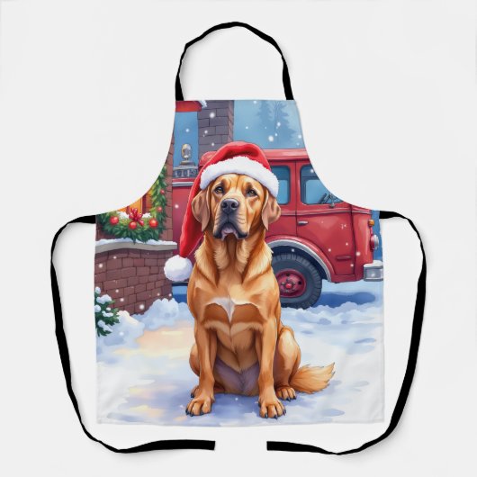 Dogue de Bordeaux Firefighter Station Santa Hat Schürze (Vorderseite)