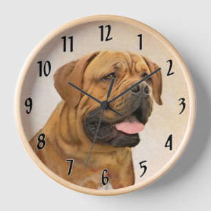 Dogue de Bordeaux Gemälde - Süße originelle Dogge- Uhr