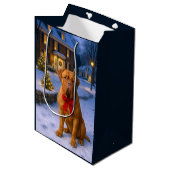 Dogue de Bordeaux Holiday  Mittlere Geschenktüte (Vorderseite Schrägansicht)