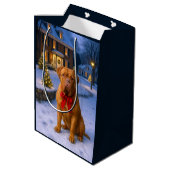 Dogue de Bordeaux Holiday  Mittlere Geschenktüte (Rückseite Schrägansicht)