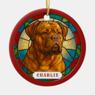 Dogue de Bordeaux Hund Keramik Kreis Ornament