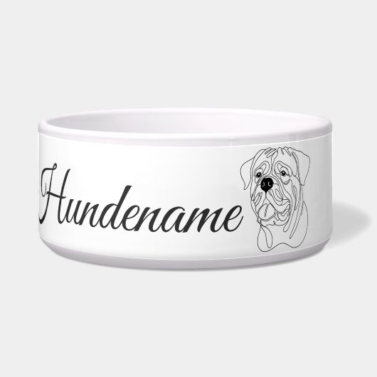 Dogue de Bordeaux Line Art personalized bowl Napf (Vorderseite)