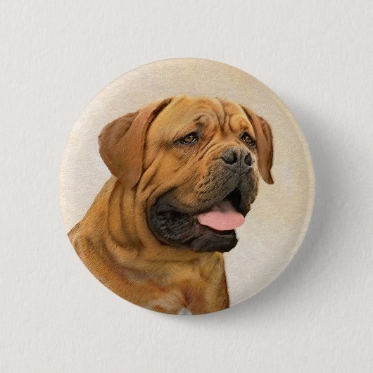 Dogue de Bordeaux Malerei - Niedliche Original Dog Button (Vorderseite)