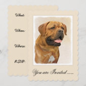 Dogue de Bordeaux Malerei - Niedliche Original Dog Einladung (Vorne/Hinten)