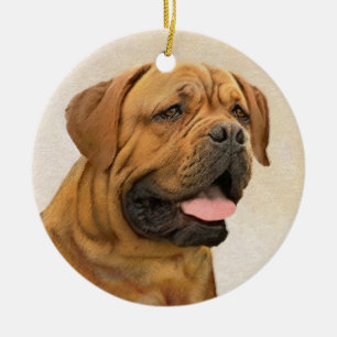 Dogue de Bordeaux Malerei - Niedliche Original Dog Keramik Ornament
