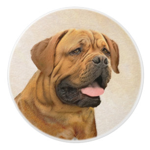 Dogue de Bordeaux Malerei - Niedliche Original Dog Keramikknauf
