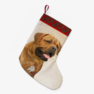 Dogue de Bordeaux Malerei - Niedliche Original Dog Kleiner Weihnachtsstrumpf