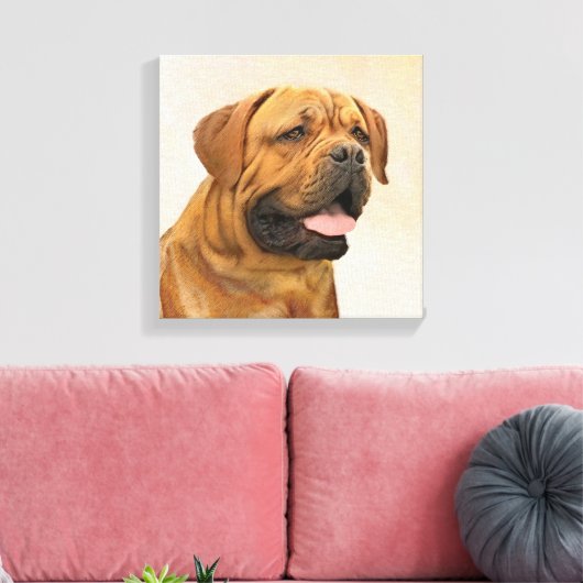 Dogue de Bordeaux Malerei - Niedliche Original Dog Leinwanddruck (Insitu (Wohnzimmer))