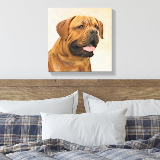 Dogue de Bordeaux Malerei - Niedliche Original Dog Leinwanddruck (Insitu (Schlafzimmer))