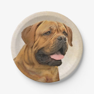 Dogue de Bordeaux Malerei - Niedliche Original Dog Pappteller