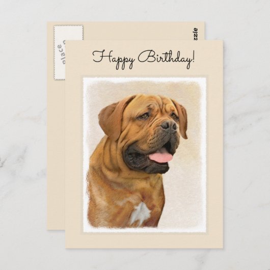 Dogue de Bordeaux Malerei - Niedliche Original Dog Postkarte (Vorne/Hinten)