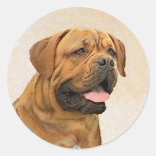 Dogue de Bordeaux Malerei - Niedliche Original Dog Runder Aufkleber