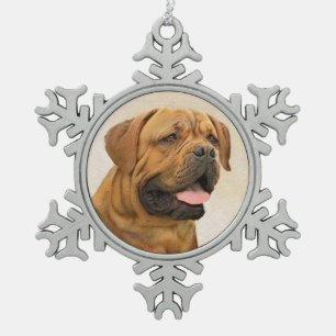 Dogue de Bordeaux Malerei - Niedliche Original Dog Schneeflocken Zinn-Ornament