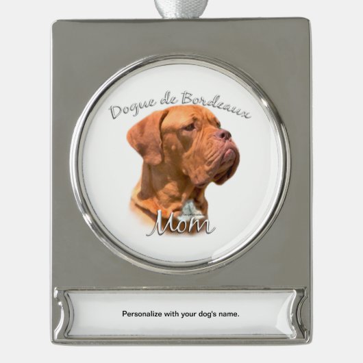 Dogue de Bordeaux Mama 2 Banner-Ornament Silber (Vorderseite)