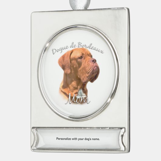Dogue de Bordeaux Mama 2 Banner-Ornament Silber (Links)