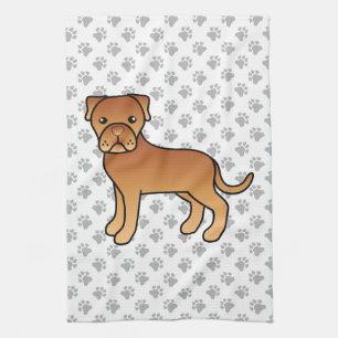 Dogue De Bordeaux Niedlicher Cartoon Dog Geschirrtuch