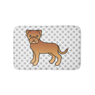 Dogue De Bordeaux Niedlicher Cartoon Dog & Paws Badematte