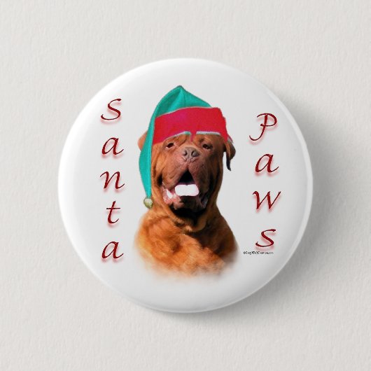 Dogue de Bordeaux Santa Paws Button (Vorderseite)