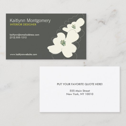 DOGWOOD BLOSSOME IVORY/GRAY VISITENKARTE (Vorne/Hinten)