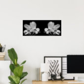 Dogwood blüht Abstrakt Schwarz-Weiß-Spiegel Poster (Heimbüro)