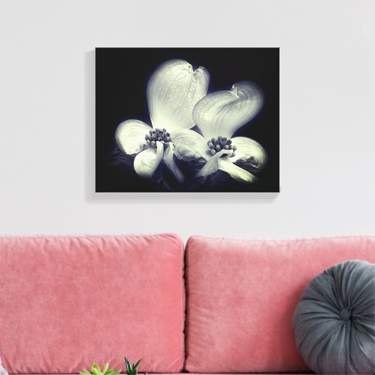 Dogwood-Blume blüht schwarz und weiß Leinwanddruck (Insitu (Wohnzimmer))